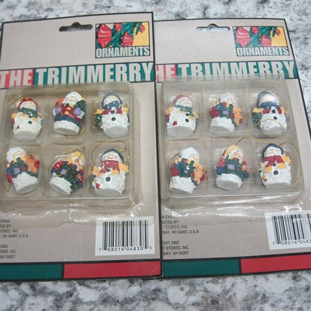 Small Snowman Christmas Ornaments New Old Stock 2002 The Trimmery